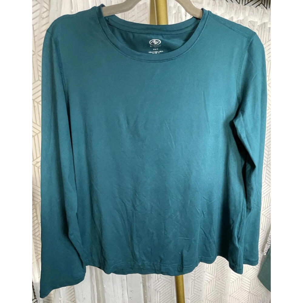 Athletic Works Women's M (8-10) Athletic Top Long Sleeve Teal Crew Neck